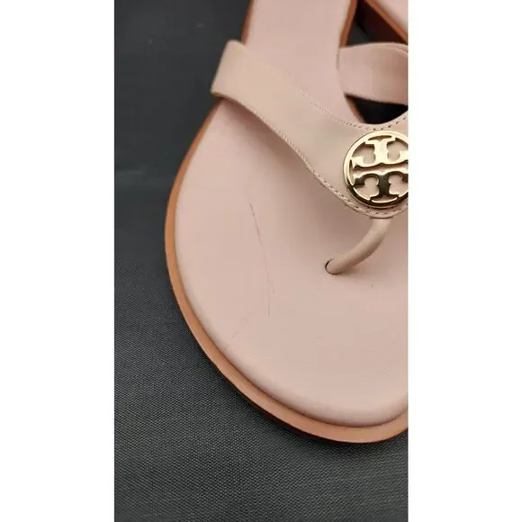 New Tory Burch Benton pink leather thong sandal Size  9 - Picture 3 of 12